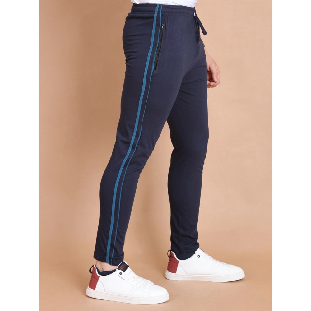 Luxurious Men's Casual Cotton Striped Full Length Track Pant