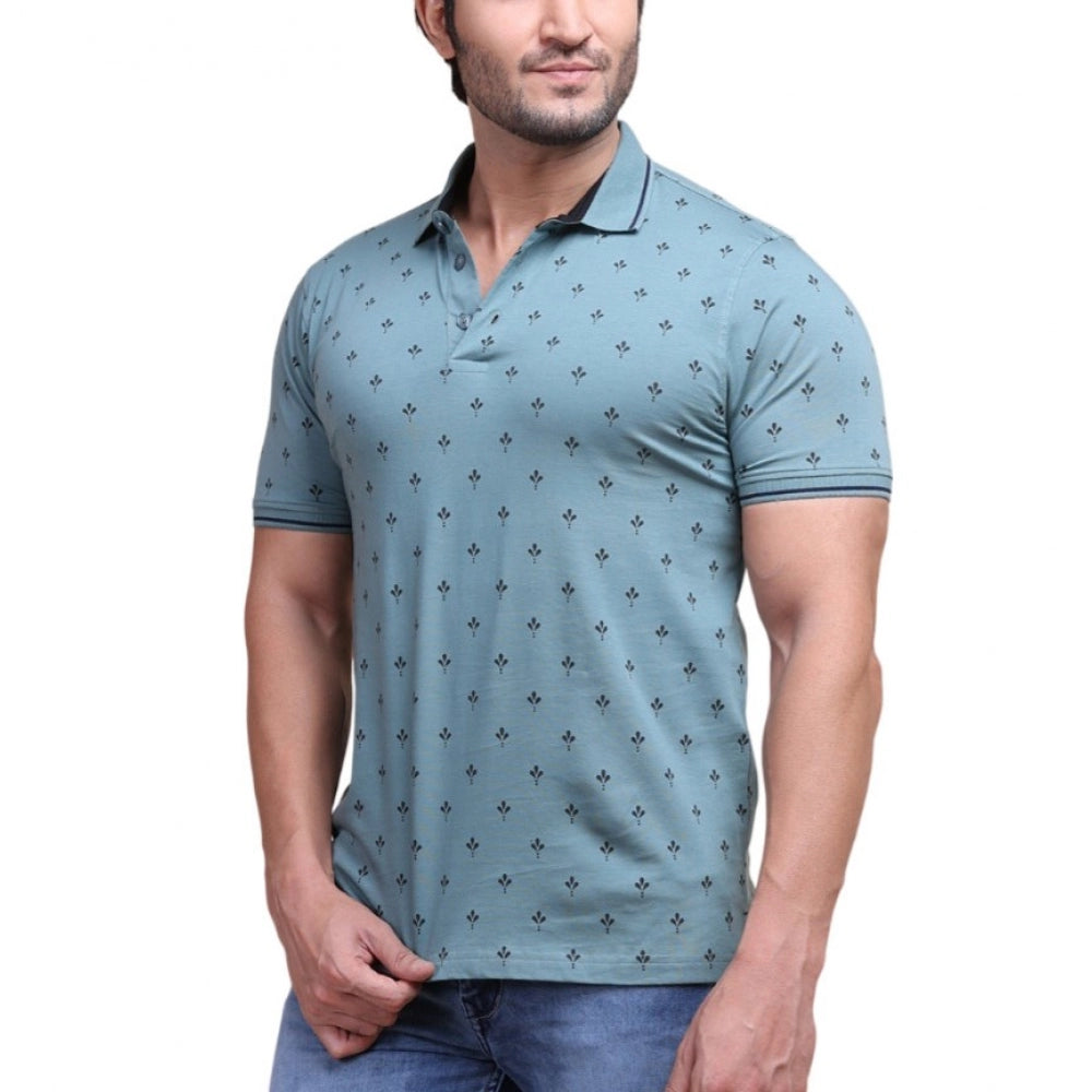 Dashing Men's Casual Cotton Printed Polo Neck Half Sleeve T Shirt