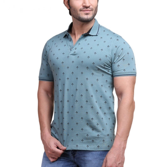 Dashing Men's Casual Cotton Printed Polo Neck Half Sleeve T Shirt