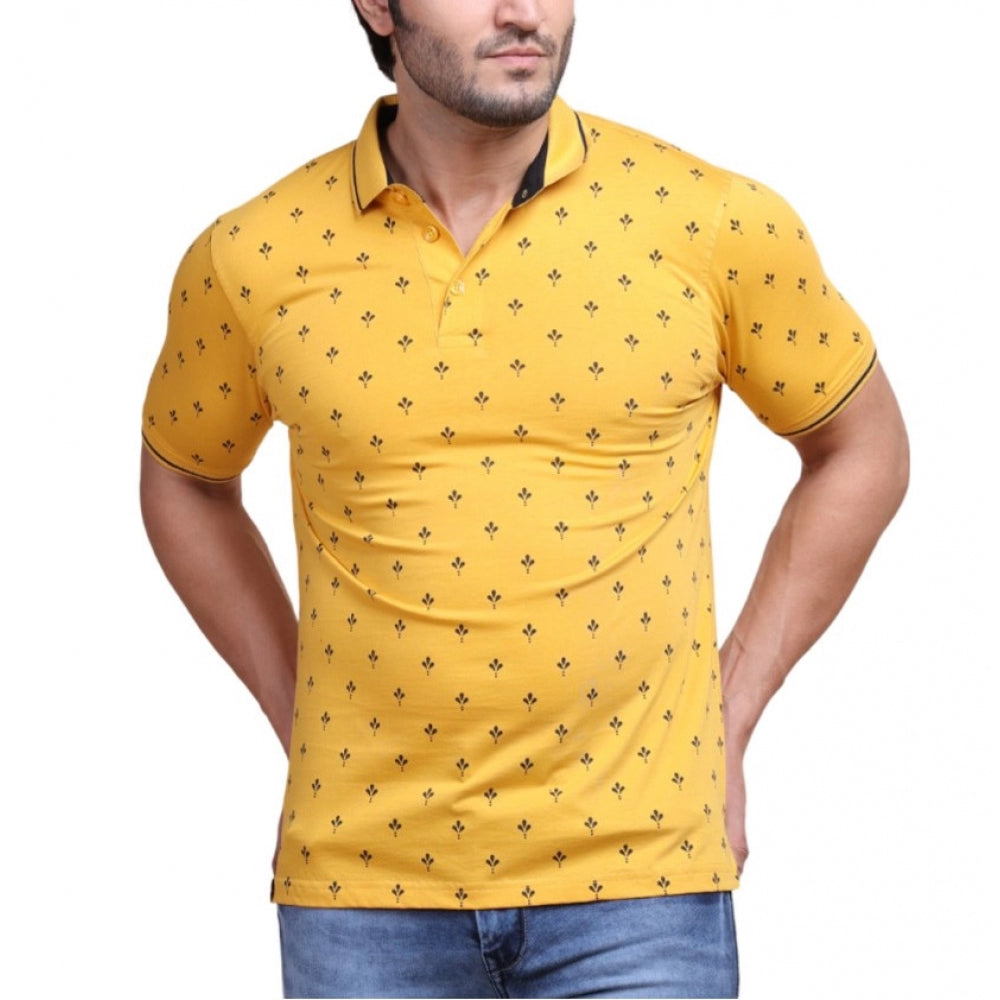 Dashing Men's Casual Cotton Printed Polo Neck Half Sleeve T Shirt