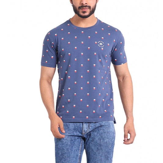 Men's Casual Cotton Printed Round Neck Half Sleeve T Shirt