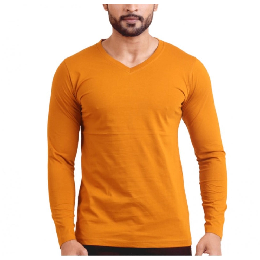 Dashing Men's Casual Cotton Solid V Neck Full Sleeve T Shirt