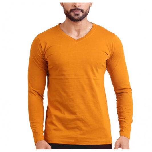 Dashing Men's Casual Cotton Solid V Neck Full Sleeve T Shirt