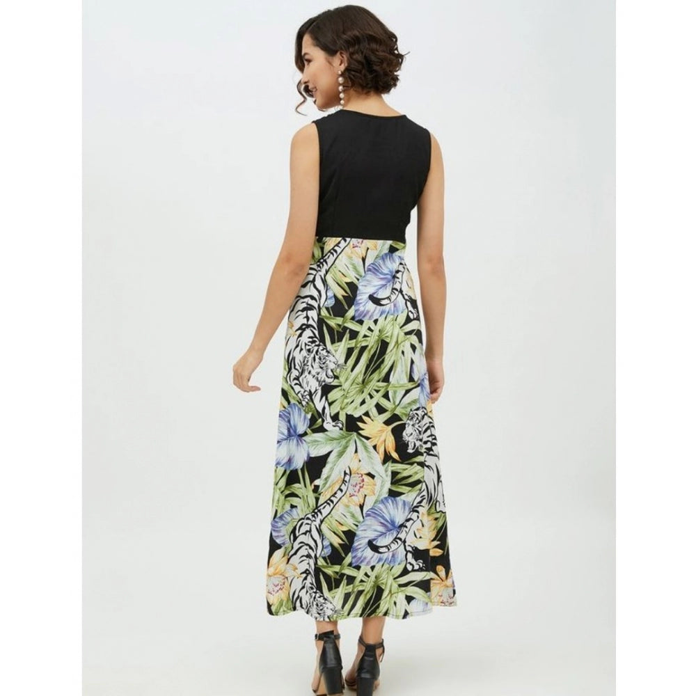 Modish Rayon Floral Sleeveless Calf length Dress
