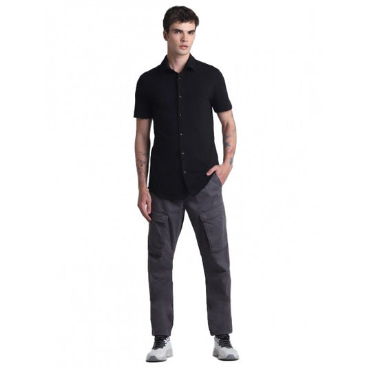 Men's Cotton Blend Solid Half Sleeve Regular Shirt
