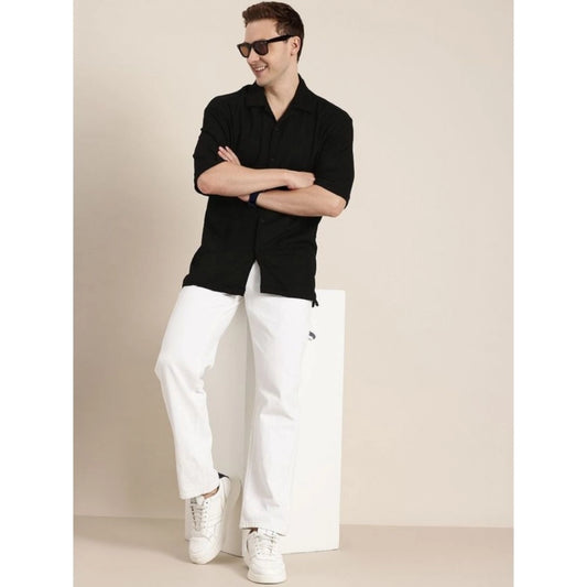 Men's Cotton Blend Solid Half Sleeve Regular Shirt