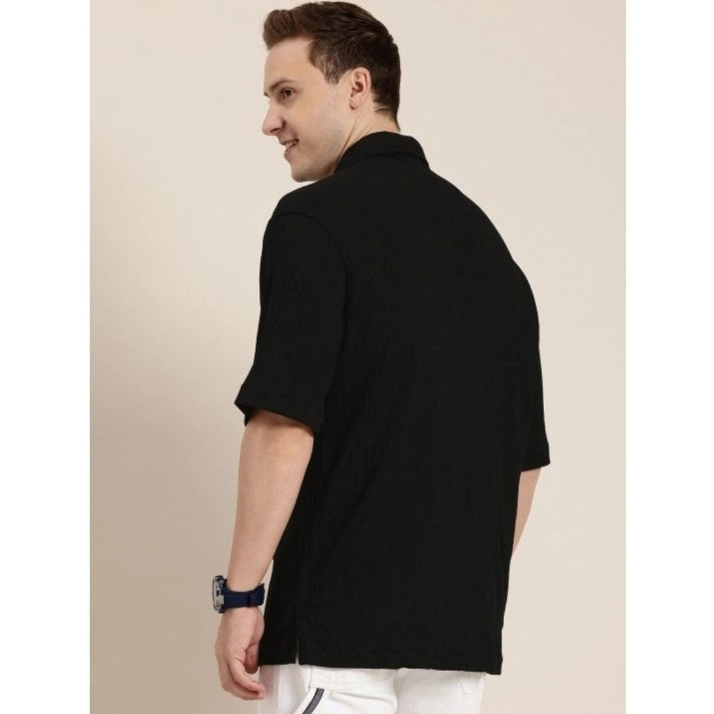 Men's Cotton Blend Solid Half Sleeve Regular Shirt