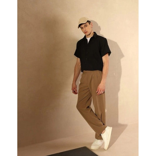 Men's Cotton Blend Solid Half Sleeve Regular Shirt