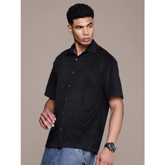 Men's Cotton Blend Solid Half Sleeve Regular Shirt