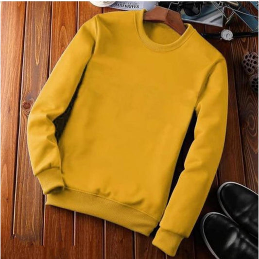 Men's Casual Fleece Solid Round Neck Long Sleeves Sweatshirt