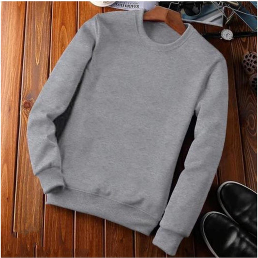 Men's Casual Fleece Solid Round Neck Long Sleeves Sweatshirt