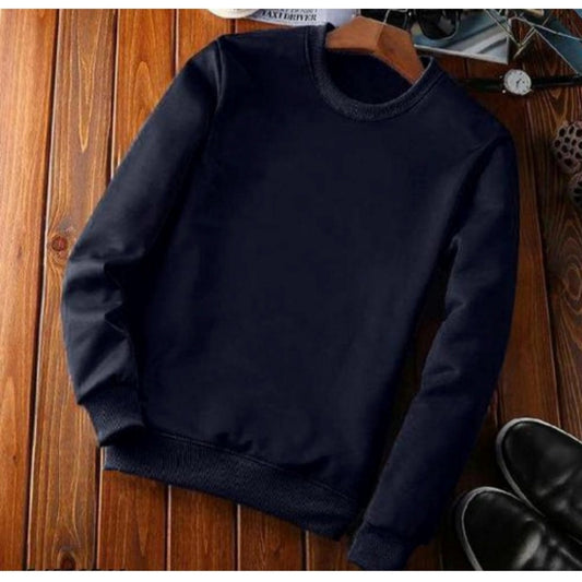 Men's Casual Fleece Solid Round Neck Long Sleeves Sweatshirt