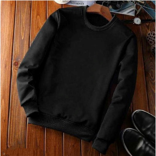 Men's Casual Fleece Solid Round Neck Long Sleeves Sweatshirt