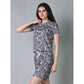 Trendy Cotton Blended Printed Round Neck Half Sleeve Top Shorts Set