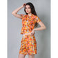 Trendy Cotton Blended Printed Round Neck Half Sleeve Top Shorts Set
