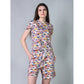 Trendy Cotton Blended Printed Round Neck Half Sleeve Top Shorts Set