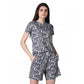 Trendy Cotton Blended Printed Round Neck Half Sleeve Top Shorts Set