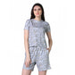 Trendy Cotton Blended Printed Round Neck Half Sleeve Top Shorts Set