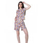 Trendy Cotton Blended Printed Round Neck Half Sleeve Top Shorts Set