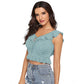 Glamorous Women's Polyester Solid Sleeveless Ruffle Neck Top