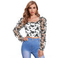 Jaunty Women's Polyester Solid Full Sleeves Square Collar Top