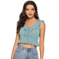 Glamorous Women's Polyester Solid Sleeveless Ruffle Neck Top