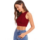 Glamorous Women's Polyester Solid Sleeveless Round Neck Top