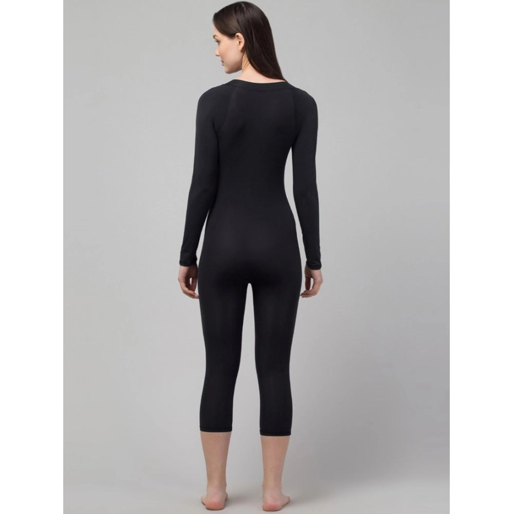 Wonderful Women's Polyester Spandex Solid V Neck Swimsuit Set