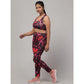 Wonderful Women's Polyester Spandex Printed Ankle Length High Rise Slip On Tights and Bra Set