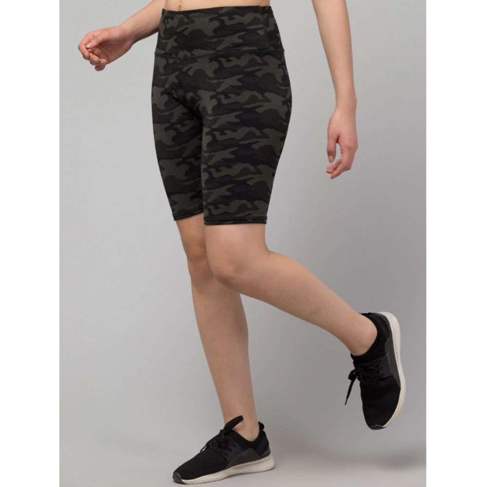 Incredible Women's Polyester Spandex Printed Above Knee High Rise Slip On Shorts