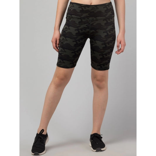 Incredible Women's Polyester Spandex Printed Above Knee High Rise Slip On Shorts