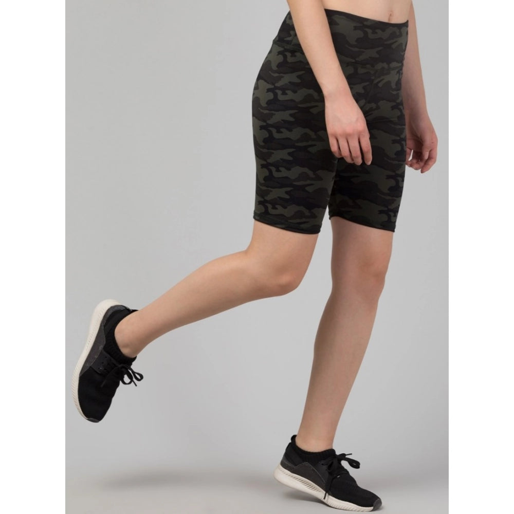 Incredible Women's Polyester Spandex Printed Above Knee High Rise Slip On Shorts