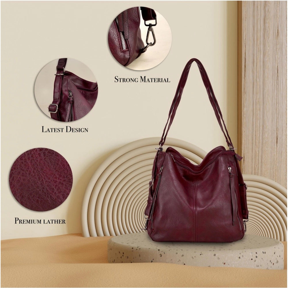 Sensational Women's PU Leather Medium Shoulder Zipper Handbag