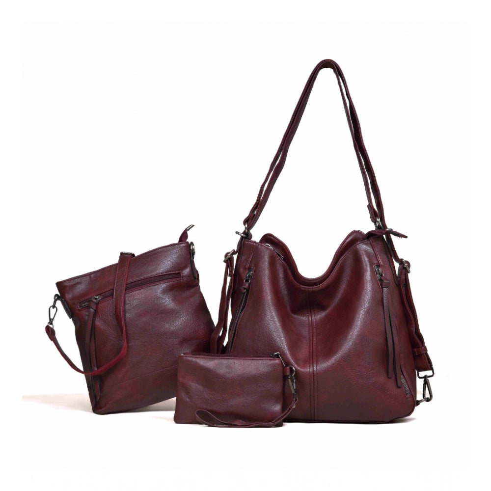 Sensational Women's PU Leather Medium Shoulder Zipper Handbag