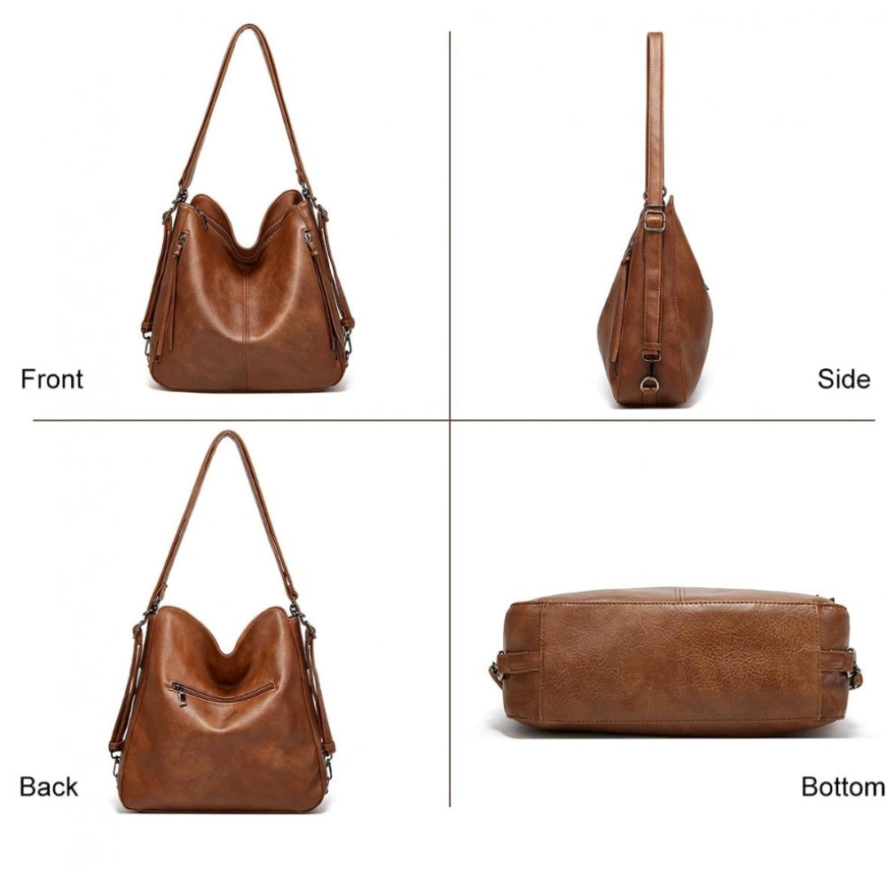 Sensational Women's PU Leather Medium Shoulder Zipper Handbag