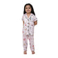 Elegant Girl's Silk Blend Printed Short Sleeve Night Suit Set
