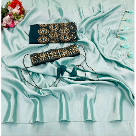 Casual Women's Satin Solid Saree With Blouse Piece