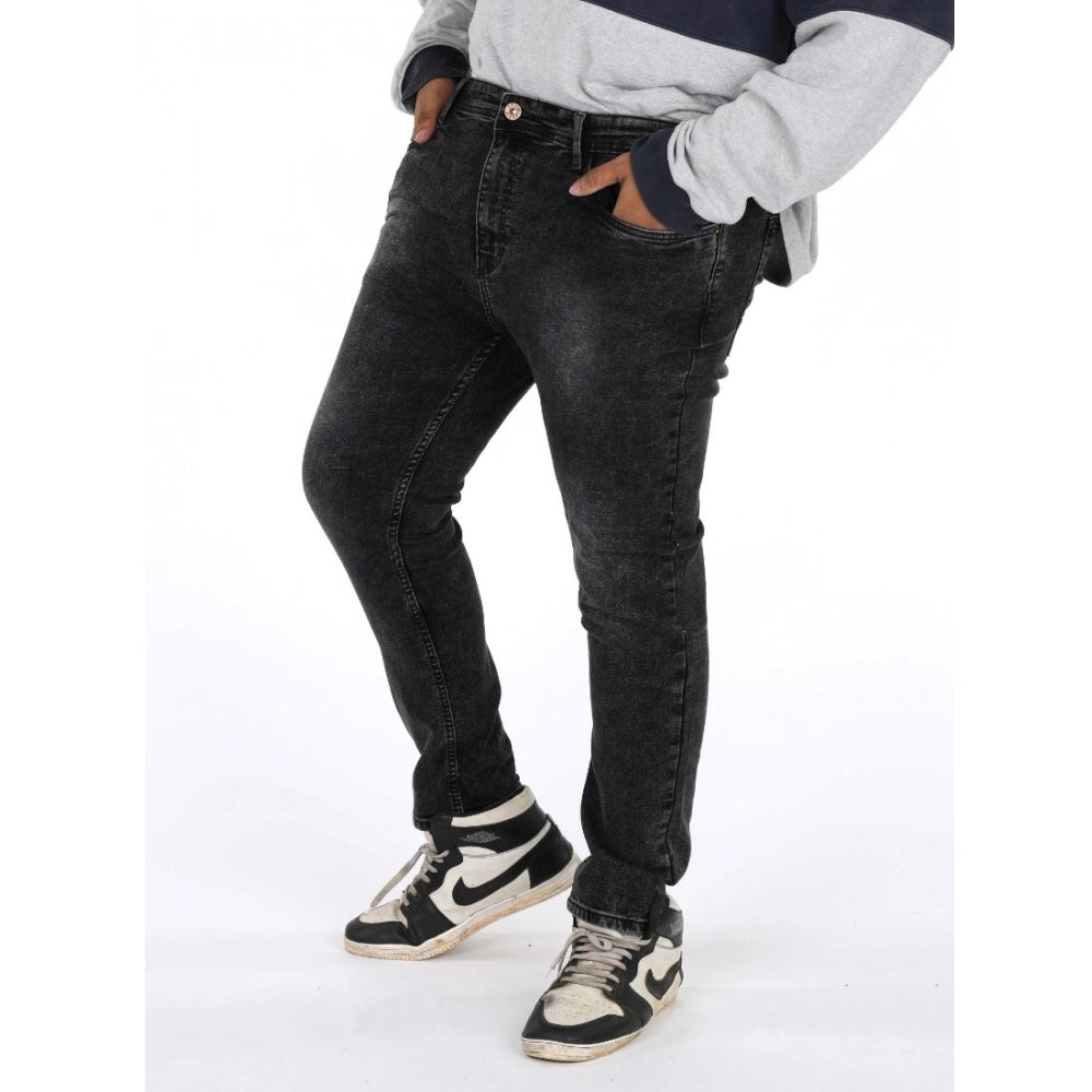 Men's Cotton Blended Solid Plus Size Jeans