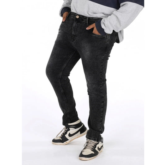 Men's Cotton Blended Solid Plus Size Jeans