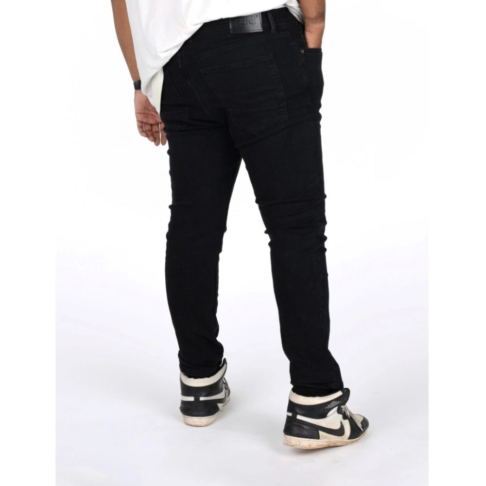 Men's Cotton Blended Solid Plus Size Jeans