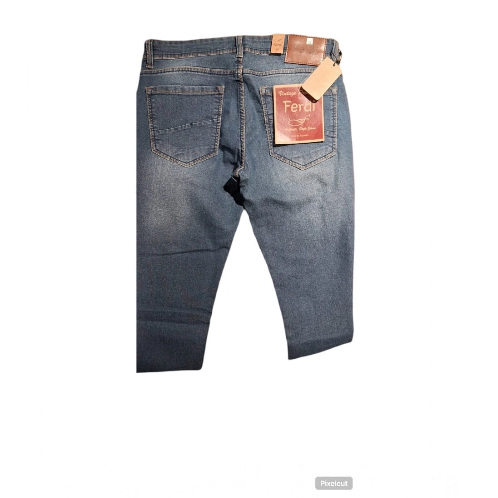 Men's Cotton Blended Solid Tapered Jeans