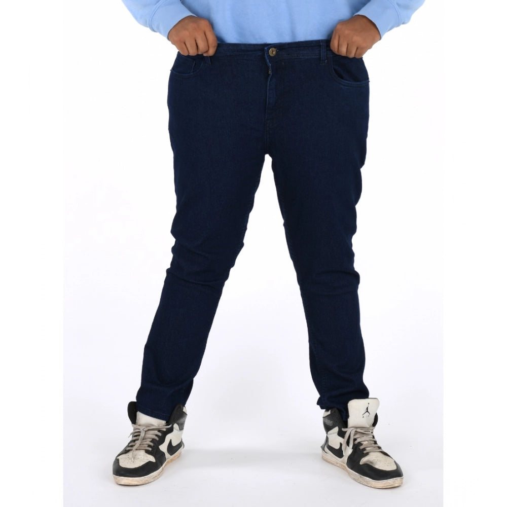 Men's Cotton Blended Solid Plus Size Jeans