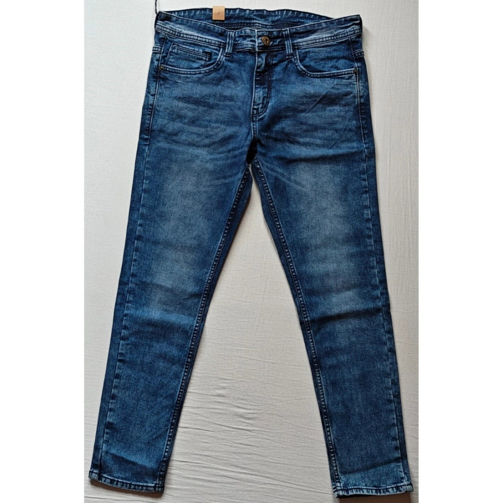 Men's Cotton Blended Solid Tapered Jeans