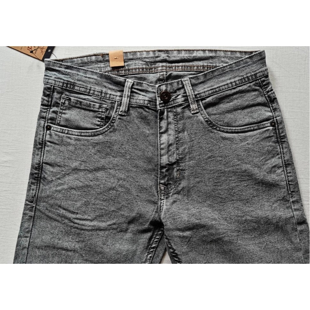 Men's Cotton Blended Solid Tapered Jeans