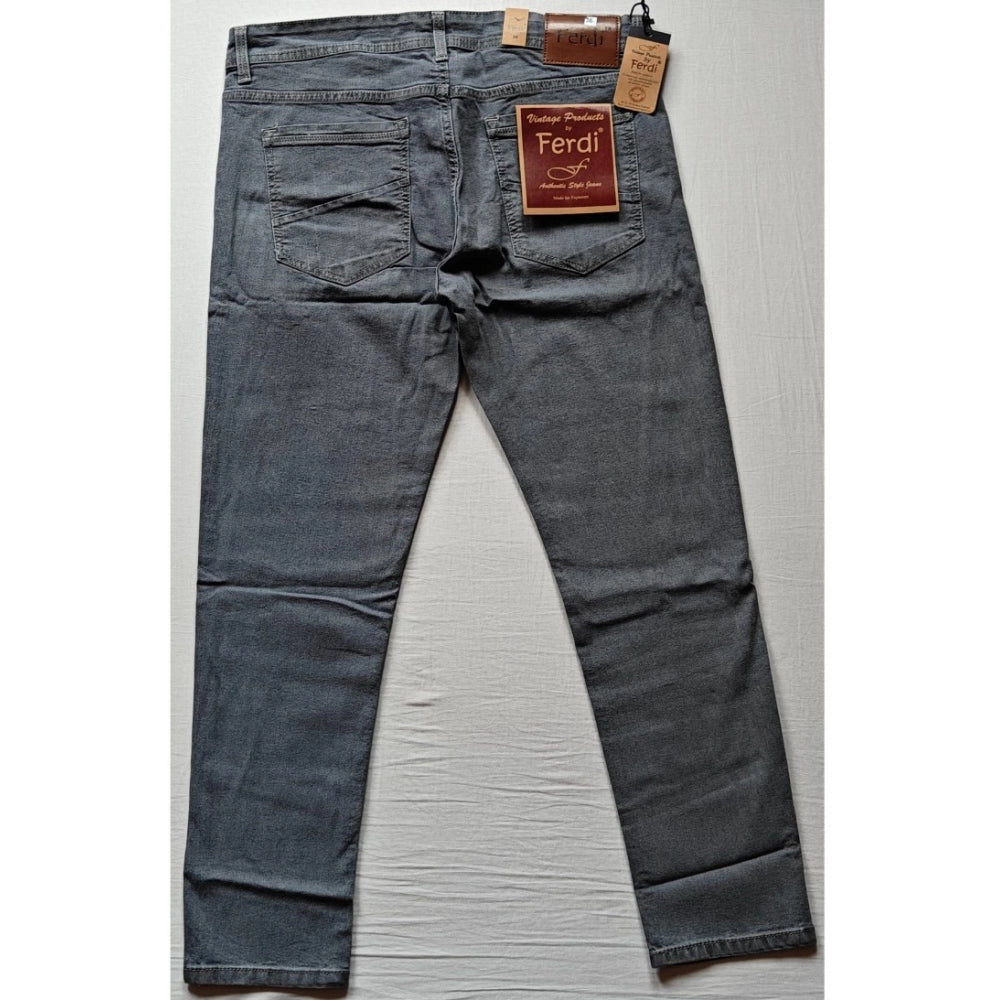Men's Cotton Blended Solid Tapered Jeans