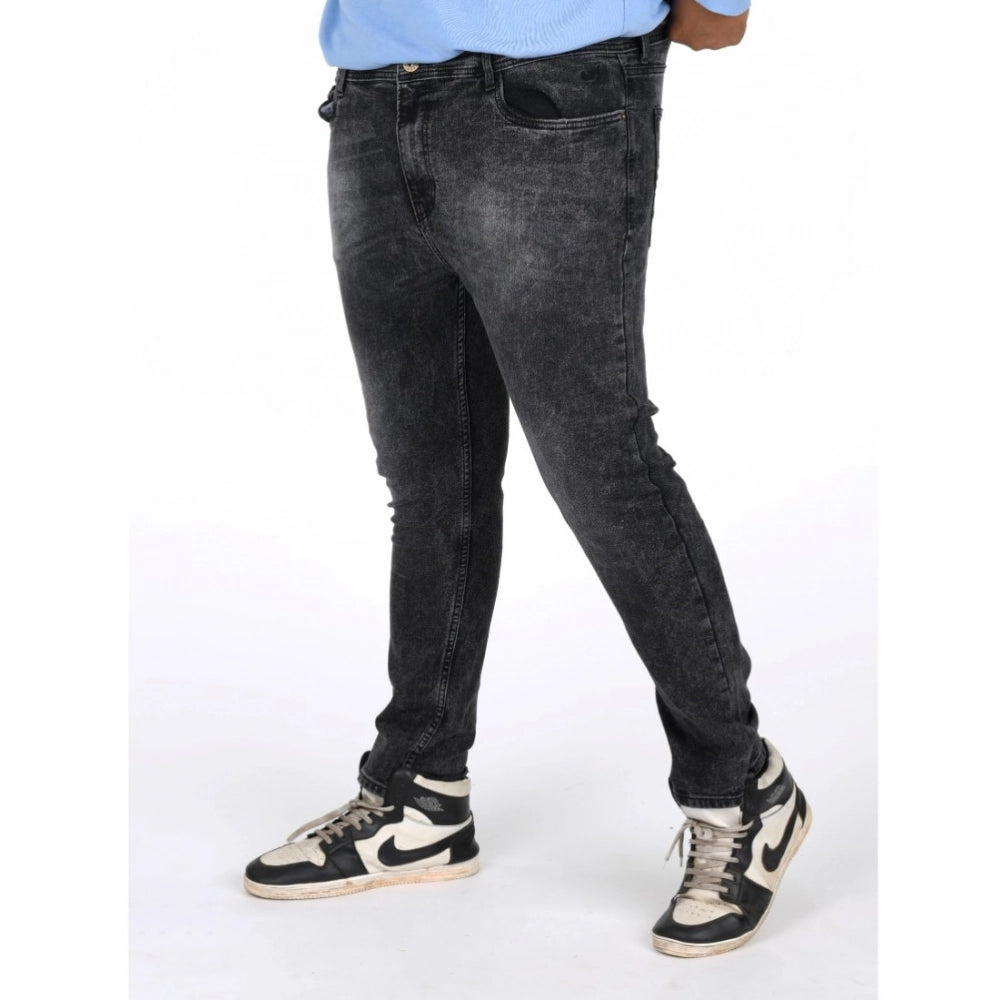 Men's Cotton Blended Solid Plus Size Jeans