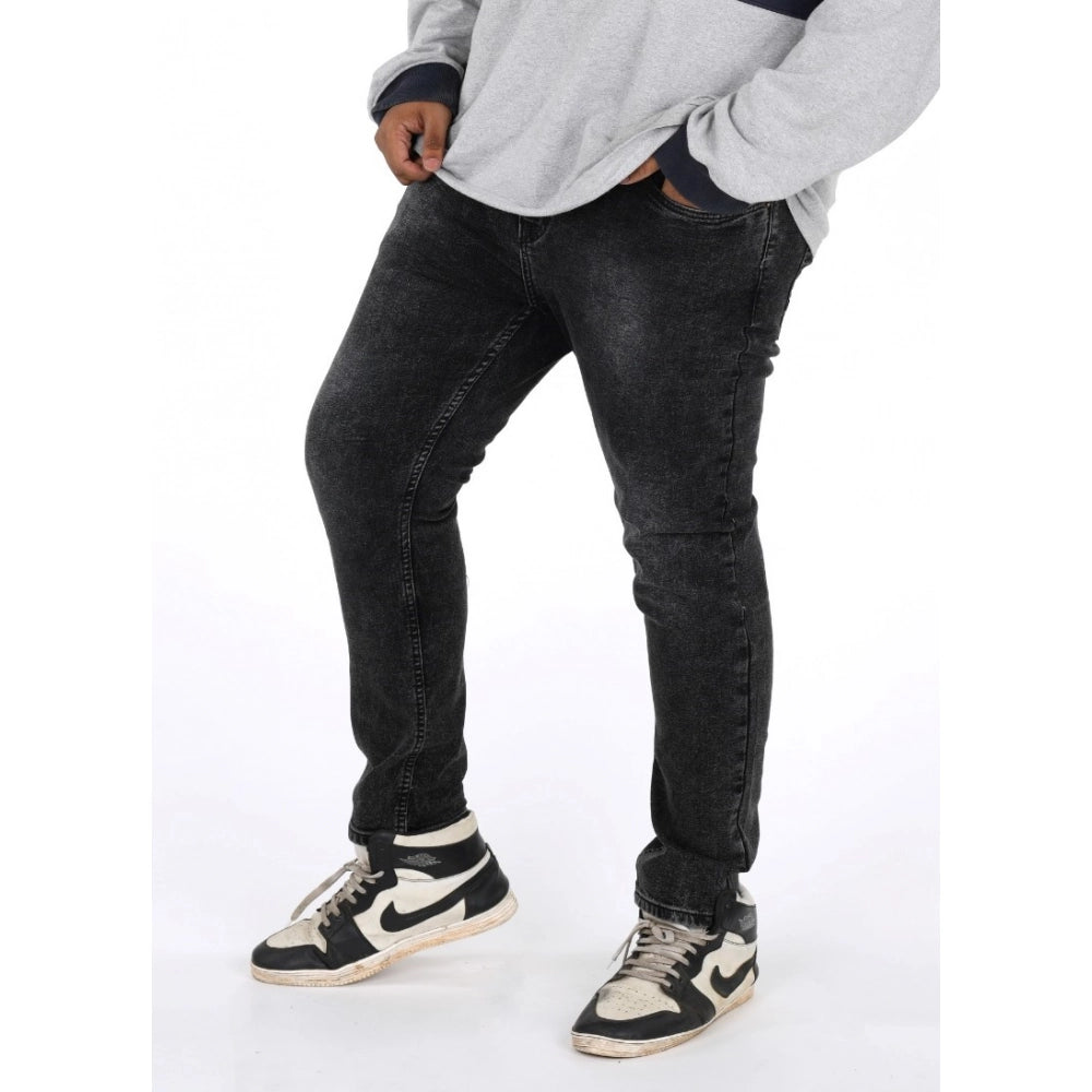 Men's Cotton Blended Solid Plus Size Jeans