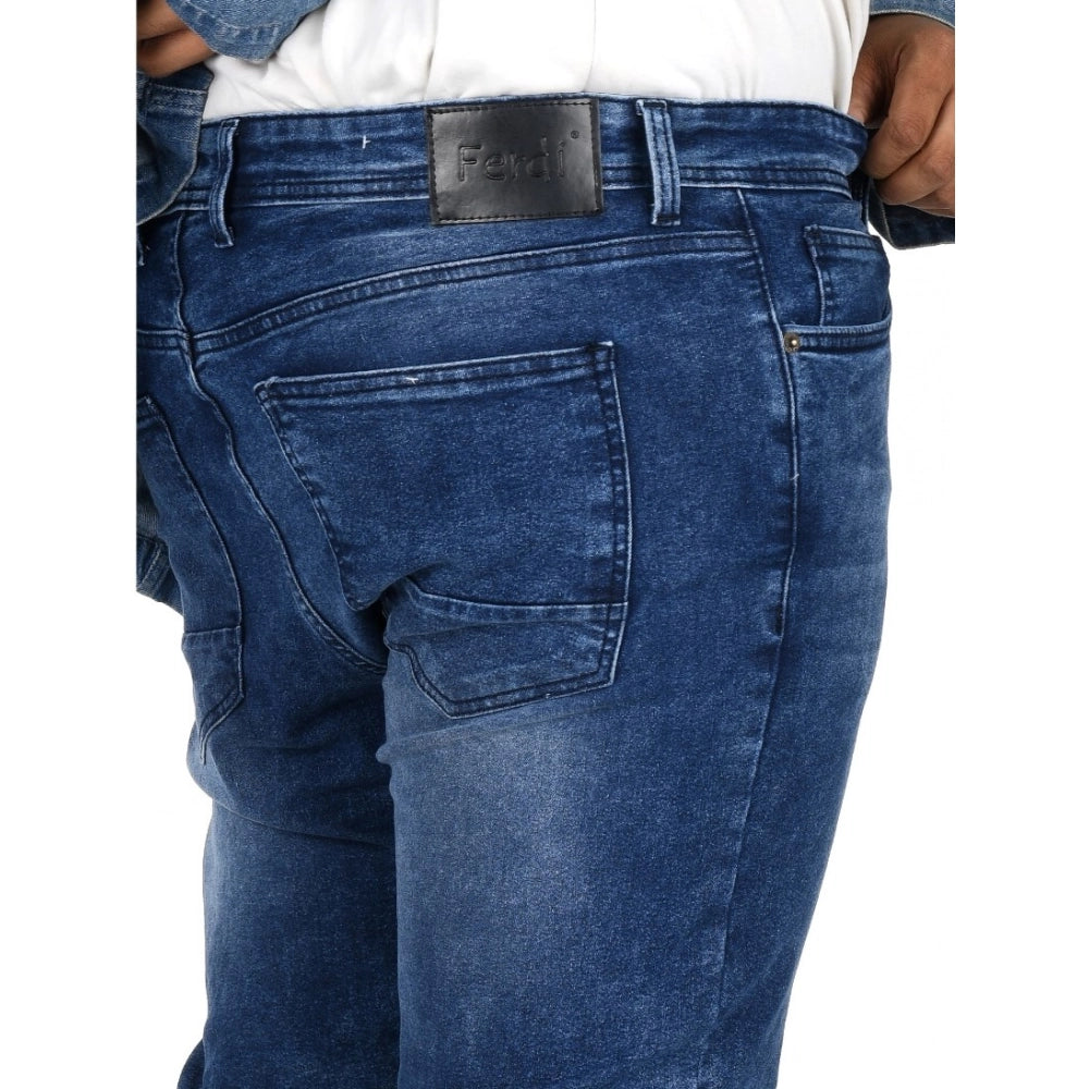 Men's Cotton Blended Solid Plus Size Jeans