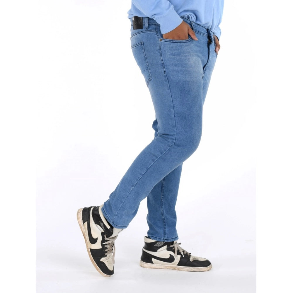Men's Cotton Blended Solid Plus Size Jeans