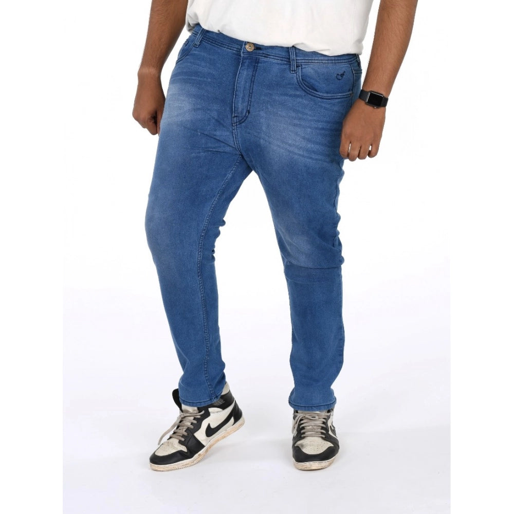 Men's Cotton Blended Solid Plus Size Jeans